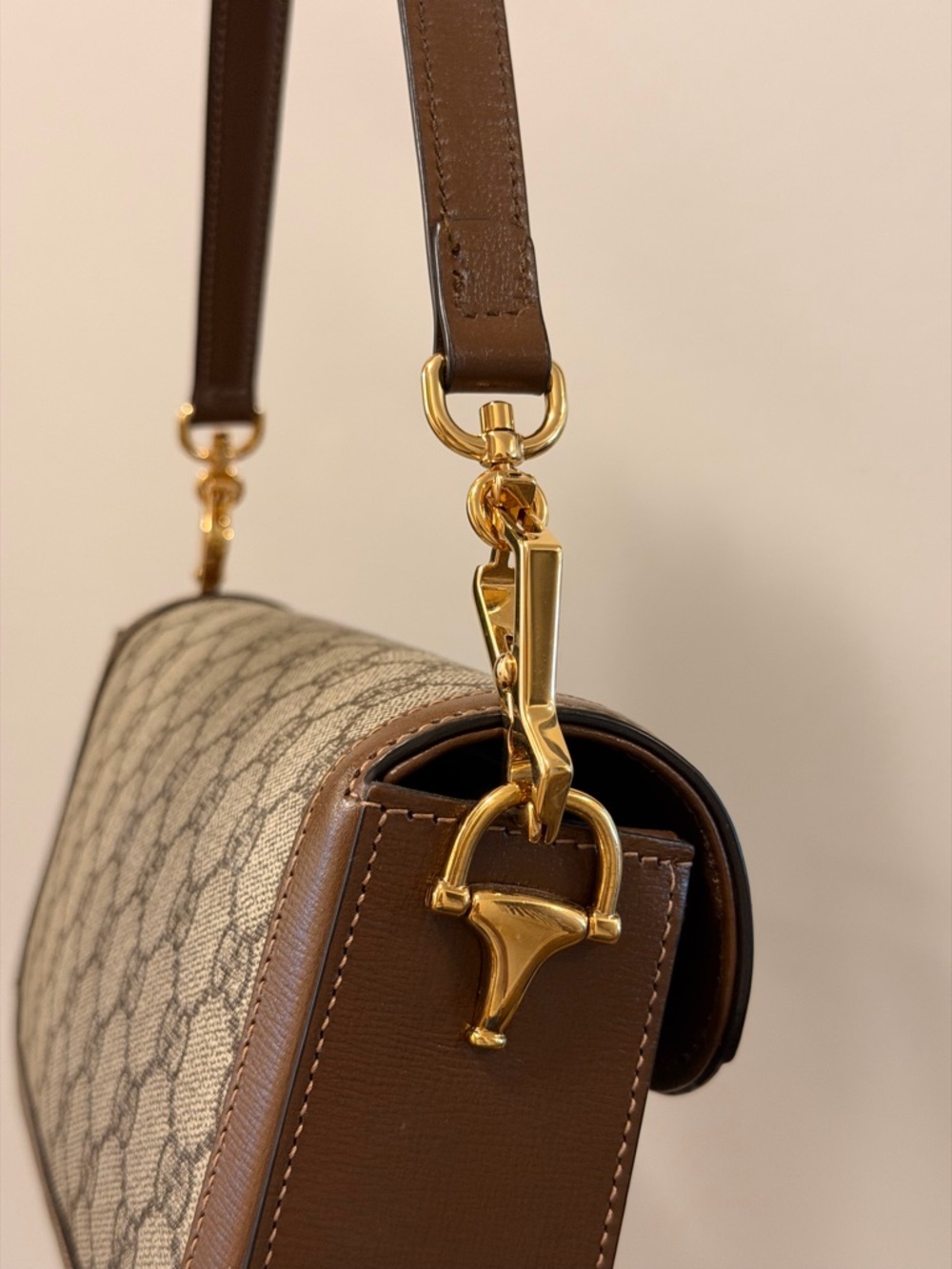 Gucci Canvas Horsebit 1955 Shoulder Bag with Gold Hardware - Picture 5 of 16